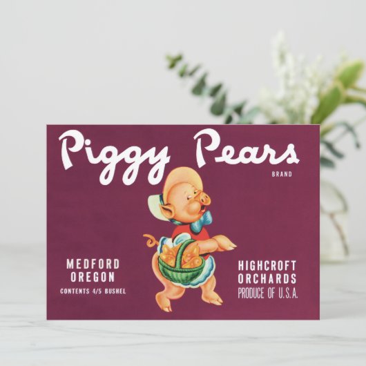 Vintages Fruchtkorb Einladung (Stehend Vorderseite)