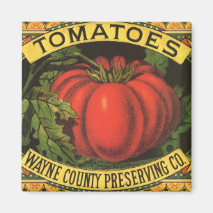 Vintages Fruchtkorb-Etikett Art, Wayne Co Tomaten Magnet