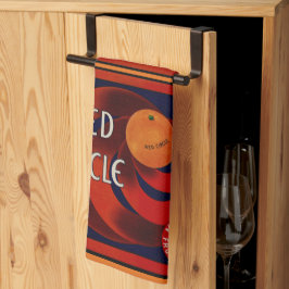 Vintages Fruchtkorb-Label Art Red Circle Orange Geschirrtuch