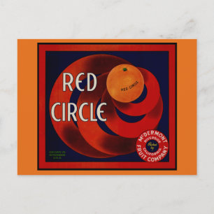 Vintages Fruchtkorb-Label Art Red Circle Orange Postkarte