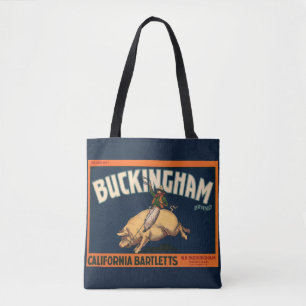 Vintages Fruchtkorb Label Cowboy on Pig Rodeo Tasche