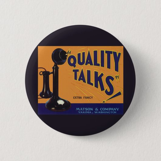 Vintages Fruchtkorb Label Kunst, altmodisches Tele Button (Vorderseite)