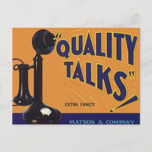 Vintages Fruchtkorb Label Kunst, altmodisches Tele Postkarte (Vorderseite)