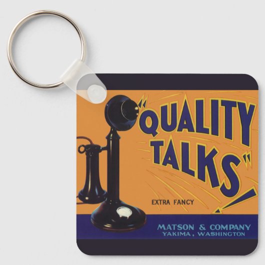 Vintages Fruchtkorb Label Kunst, altmodisches Tele Schlüsselanhänger (Vorderseite)