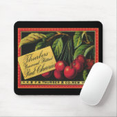 Vintages Fruchtkorb-Label Kunst, Baumkirschen Mousepad (Mit Mouse)