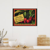 Vintages Fruchtkorb-Label Kunst, Baumkirschen Poster (Küche)