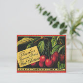 Vintages Fruchtkorb-Label Kunst, Baumkirschen Postkarte (Stehend Vorderseite)