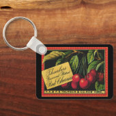 Vintages Fruchtkorb-Label Kunst, Baumkirschen Schlüsselanhänger (Rückseite)