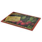 Vintages Fruchtkorb-Label Kunst, Baumkirschen Schneidebrett (Ecke)