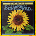 Vintages Fruchtkorb Puzzle<br><div class="desc">Vintage Illustration Fruchtkiste Kunst für Orangedale Sunflower Marke Valencia Orangen. Das Fruchtkartett Retro ist mit einer großen,  gelbblühenden Blume aus Sonnenblumen im Garten versehen.</div>