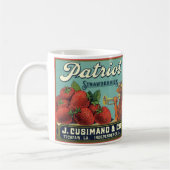 Vintages Fruchtkorb-Siegel Art Patriot Erdbeeren Kaffeetasse (Links)