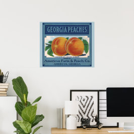 Vintages Fruchtkornlabel Art, Georgia Pfirsiche Poster