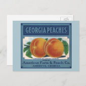 Vintages Fruchtkornlabel Art, Georgia Pfirsiche Postkarte (Vorne/Hinten)
