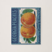 Vintages Fruchtkornlabel Art, Georgia Pfirsiche Puzzle (Vertikal)
