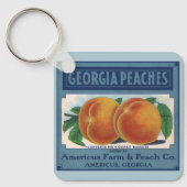 Vintages Fruchtkornlabel Art, Georgia Pfirsiche Schlüsselanhänger (Vorderseite)