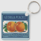 Vintages Fruchtkornlabel Art, Georgia Pfirsiche Schlüsselanhänger (Rückseite)