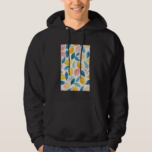 Vintages Fruchtmuster Art Lemon Hoodie (Vorderseite)