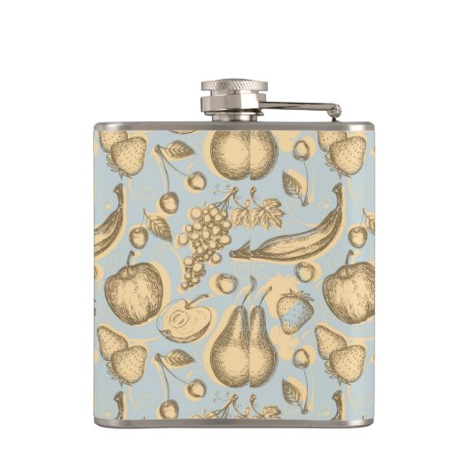 Vintages Fruchtmuster Flachmann (Rückseite)