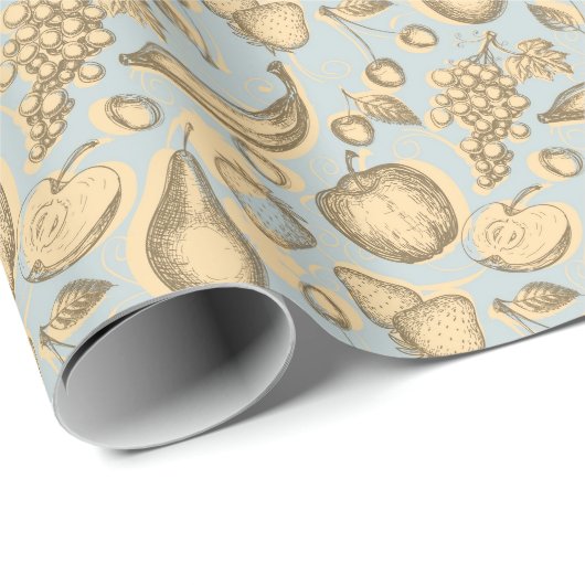 Vintages Fruchtmuster Geschenkpapier (Rolleneckpunkt)