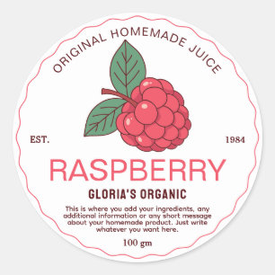 Vintages Fruchtsaft aus Himbeeren, hausgemachte Pr Runder Aufkleber