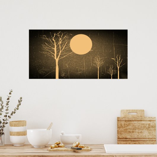 Vintages Full Moon Night Poster (Küche)