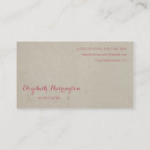 Vintages Füllfederhalter-Spitzen-Rosa Visitenkarte (Rückseite)