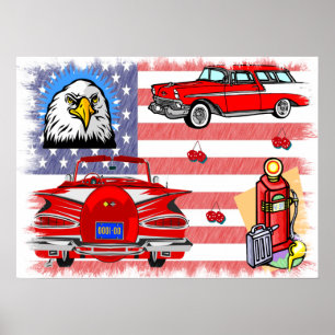 Vintages Fünfzigerjahre und Sechzigerjahre Poster