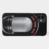 Vintages Funkmikrofon auf schwarz silberrot Case-Mate iPhone Hülle (Rückseite (Horizontal))
