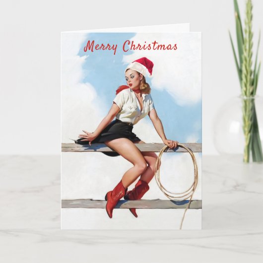 Vintages Funny Retro Button Up Girl Weihnachten (Vorderseite)