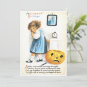 Vintages, furchtbares kleines Mädchen und traurige Einladung (Stehend Vorderseite)