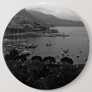 Vintages Fürstentum Monaco Der Hafen 1970 Button