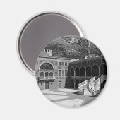 Vintages Fürstentum Monaco Palast Hof Magnet (Vorderseite/Rückseite)