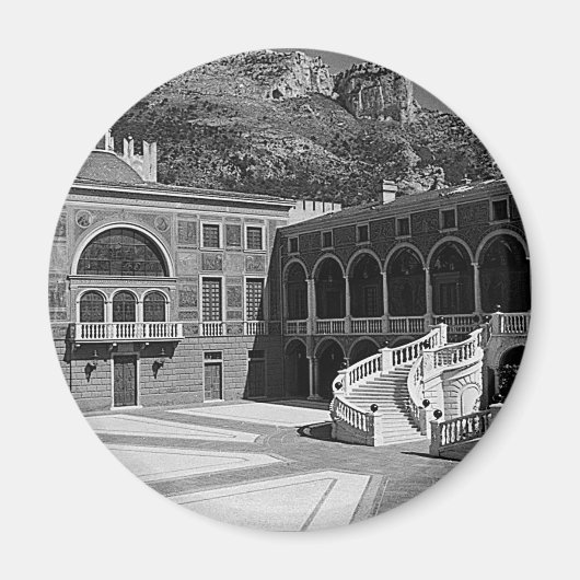 Vintages Fürstentum Monaco Palast Hof Magnet (Vorne)