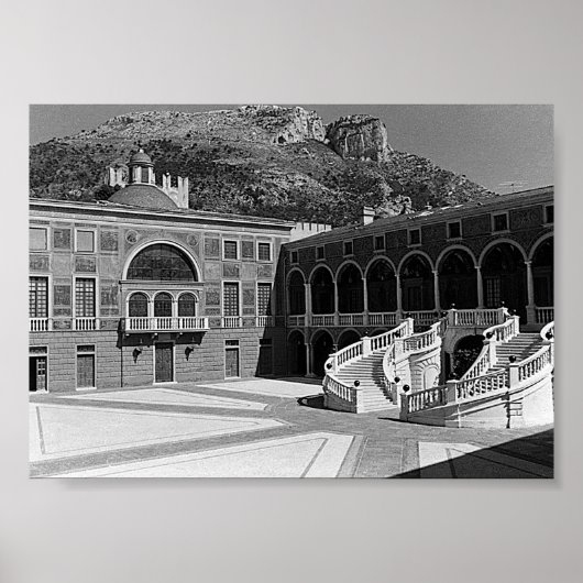 Vintages Fürstentum Monaco Palast Hof Poster (Vorne)
