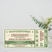 Vintages Fußballticket Einladung zum Geburtstag (Stehend Vorderseite)