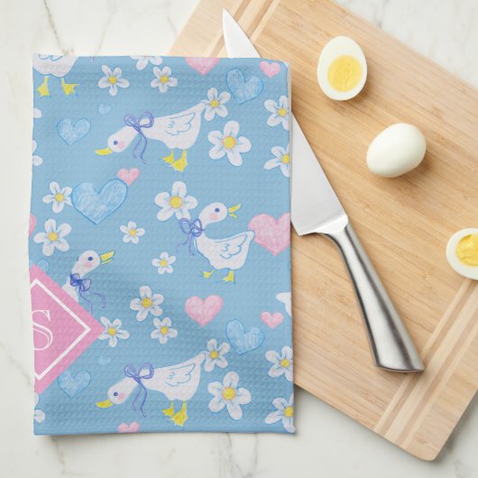 Vintages Gänsemuster Geschirrtuch (Viertel Falte)