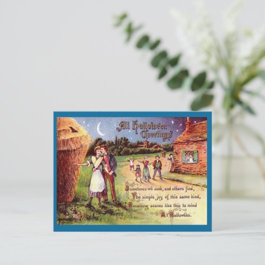 Vintages Ganzes Halloween Grußpaar Postkarte (Stehend Vorderseite)