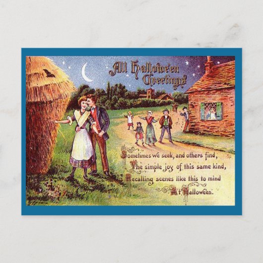 Vintages Ganzes Halloween Grußpaar Postkarte (Vorderseite)