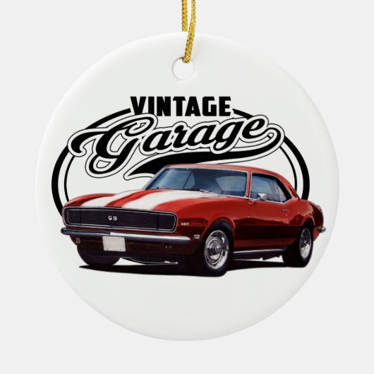 Vintages Garagen-Rot Camaro Keramik Ornament (Vorne)