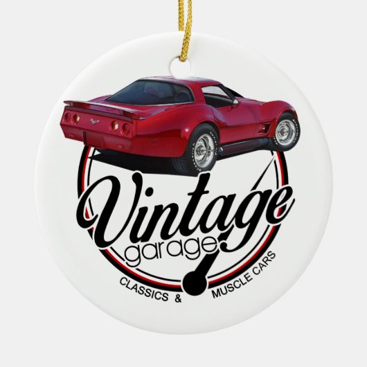 Vintages Garagen-Rot Korvette Keramik Ornament (Vorne)