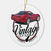 Vintages Garagen-Rot Korvette Keramik Ornament (Links)