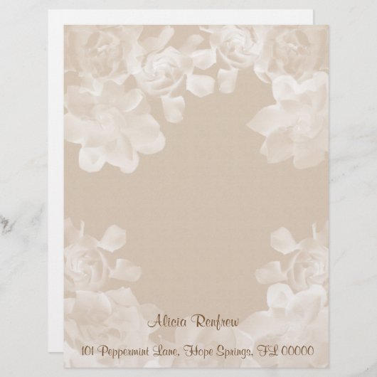 Vintages Gardenia-Briefkopf-Briefpapier Briefbogen (Vorne/Hinten)