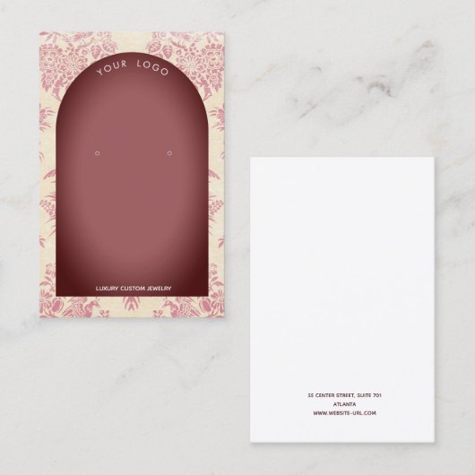 Vintages Garnetbogen-Earring-Display Visitenkarte (Vorne/Hinten)