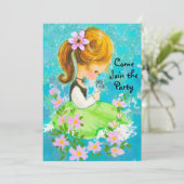 Vintages Gartenmädchen Weihnachten Neujahr Gruß Einladung (Stehend Vorderseite)