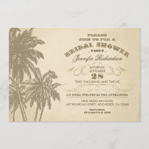Vintages gealtertes Brautparty der Palmen lädt ein Einladung