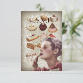 Vintages Gebäck-Brautparty-Tee-Party Einladung (Stehend Vorderseite)