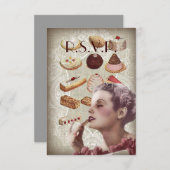 Vintages Gebäck-Brautparty-Tee-Party Einladung (Vorne/Hinten)