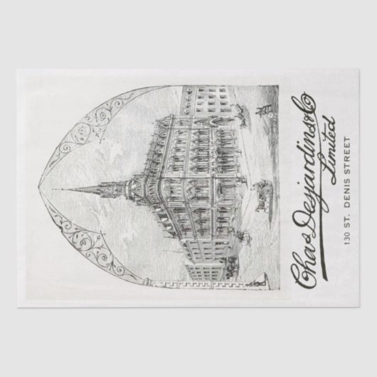 Vintages Gebäude Französisch Script Decoupage Möbe Seidenpapier (Vorderseite)