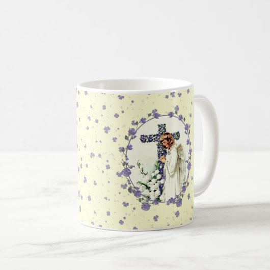 Vintages Gebet Angel Ostergeschenk Kaffeetasse (VorderseiteRechts)