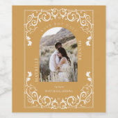 Vintages Geblüht gelbes Foto Save the Date Weinetikett (Einzelnes Label)